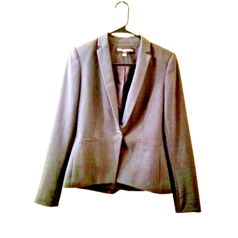 KARL LAGERFELD Paris Gray Blazer Jacket Sz 2 Single Breasted One Button Grey - Picture 3 of 9